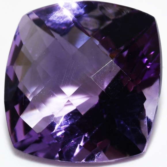 $800 9.51CT Loose Natural Amethyst Gem, Checkerboard Cushion Cut 14.09x14.06MM - Picture 2 of 7